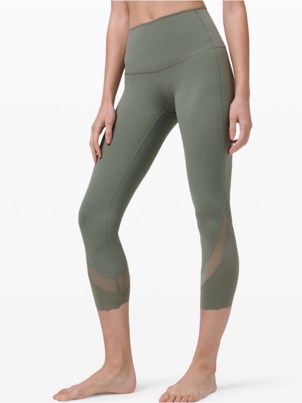 Lululemon Wunder Under High-Rise Crop 23" *Updated Scallop FullOn Luxtreme OLIVE - Picture 5 of 10